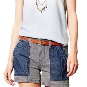 Anthropologie Pilcro and the letterpress Blue Railroad Striped Shorts Soft 29